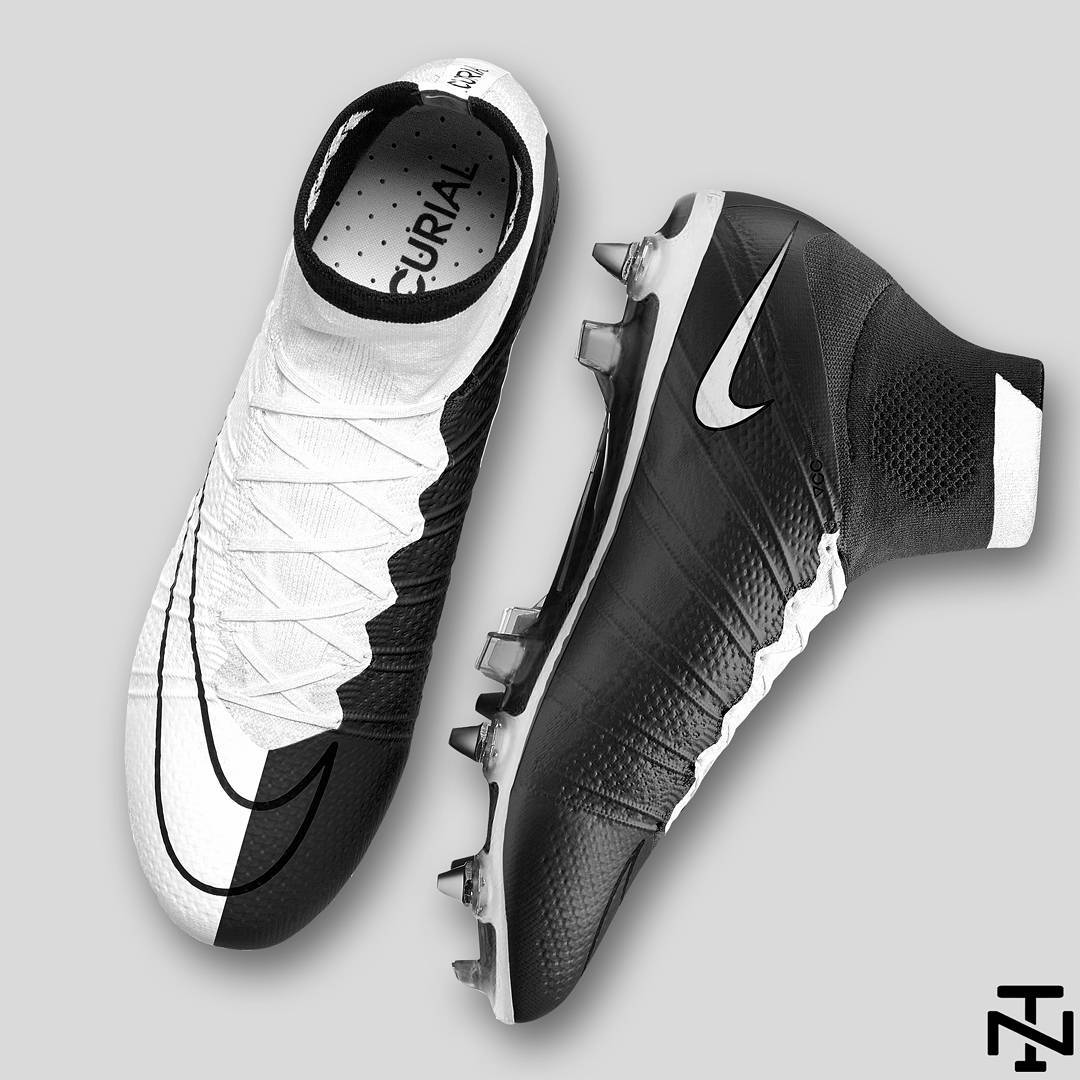 Black and White Nike Mercurial Superfly Boots by Nick Texeira